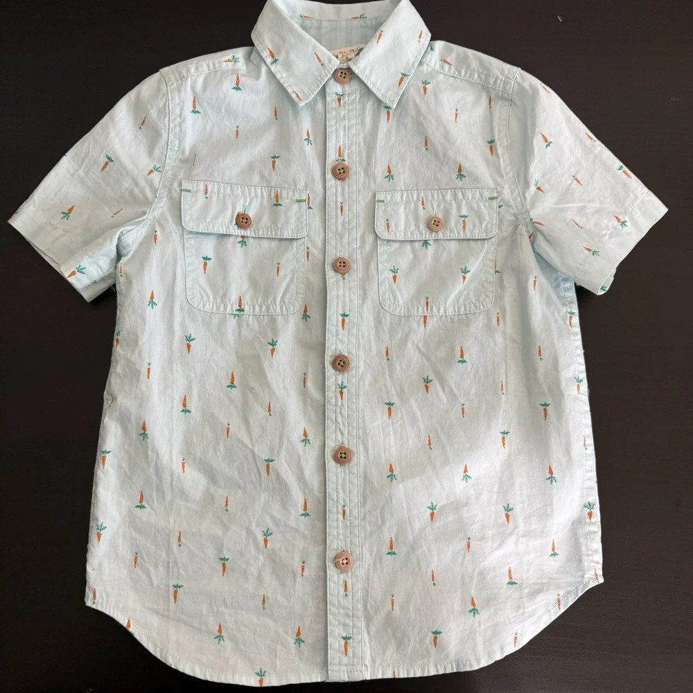 MATILDA JANE BOY Mr. Cottontail Carrots Button Up‎ Shirt Size 4 Spring Easter